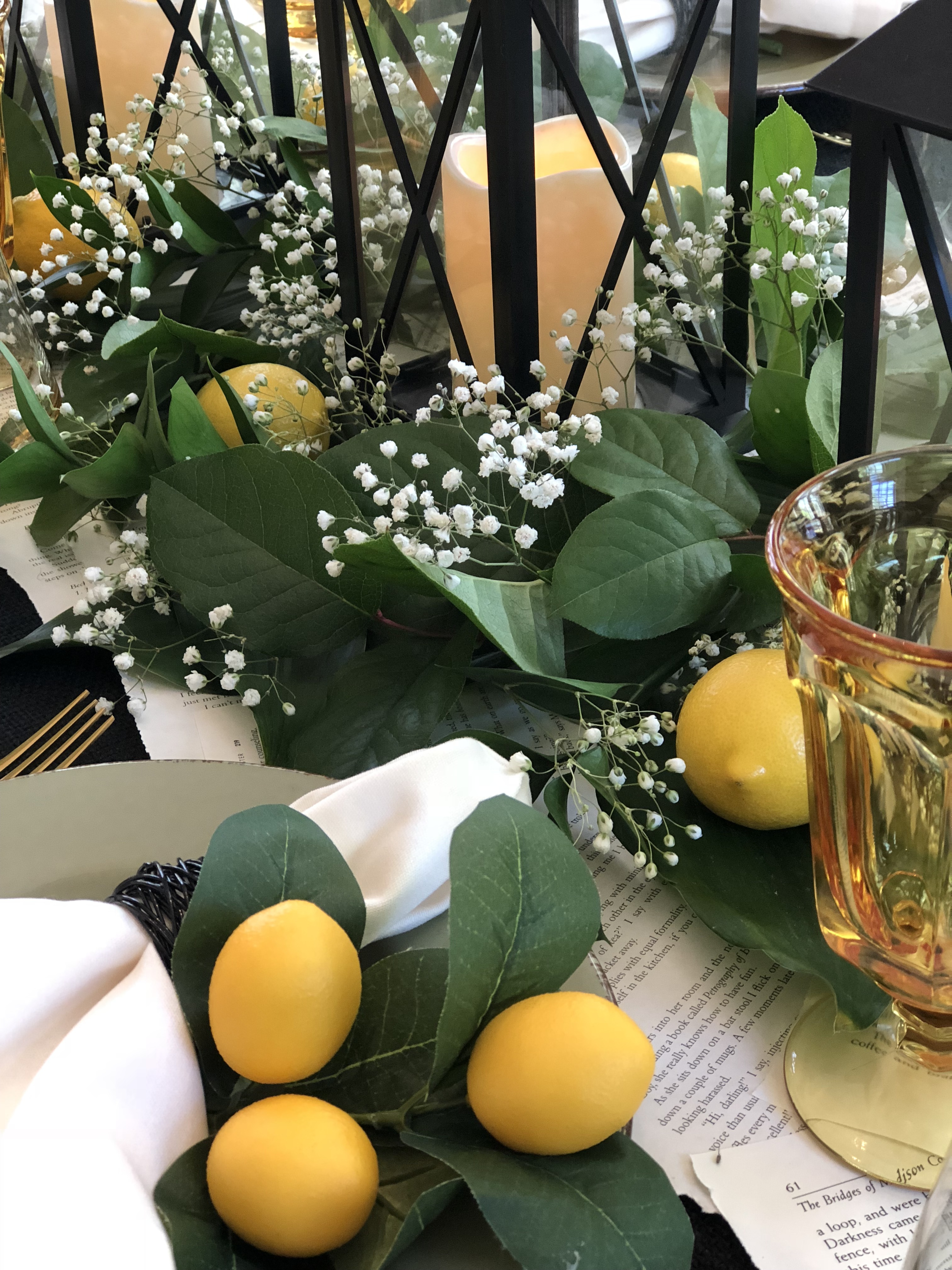 Lemon Tablescape for Book Club